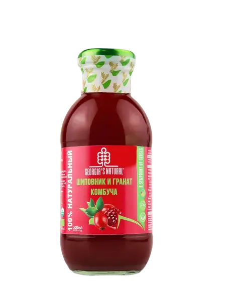 ORGANIC GEORGIAS NATURAL Итмұрын мен анар қосылған комбуча 300 мл.