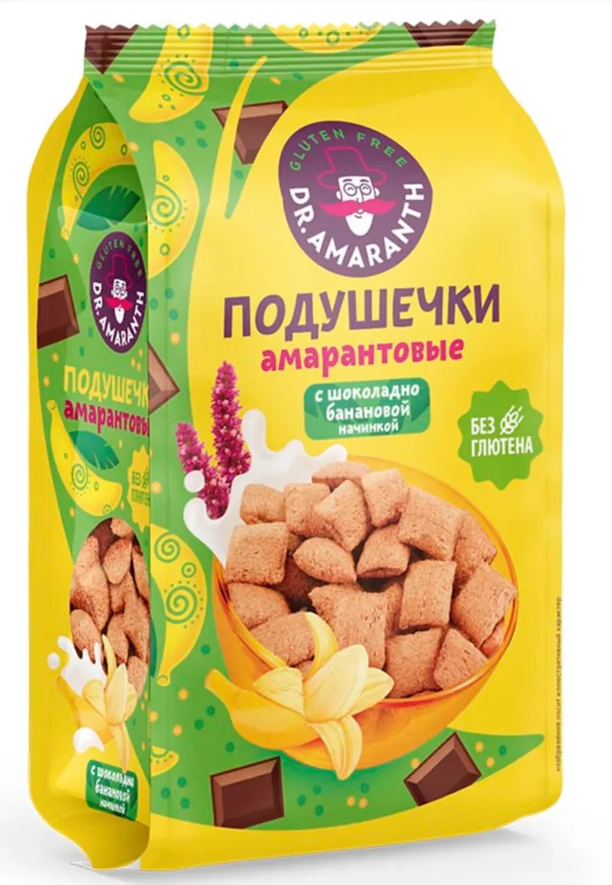 DR.AMARANTH Подушечки амарантовые с бананово-шоколадной начинкой 100 гр.