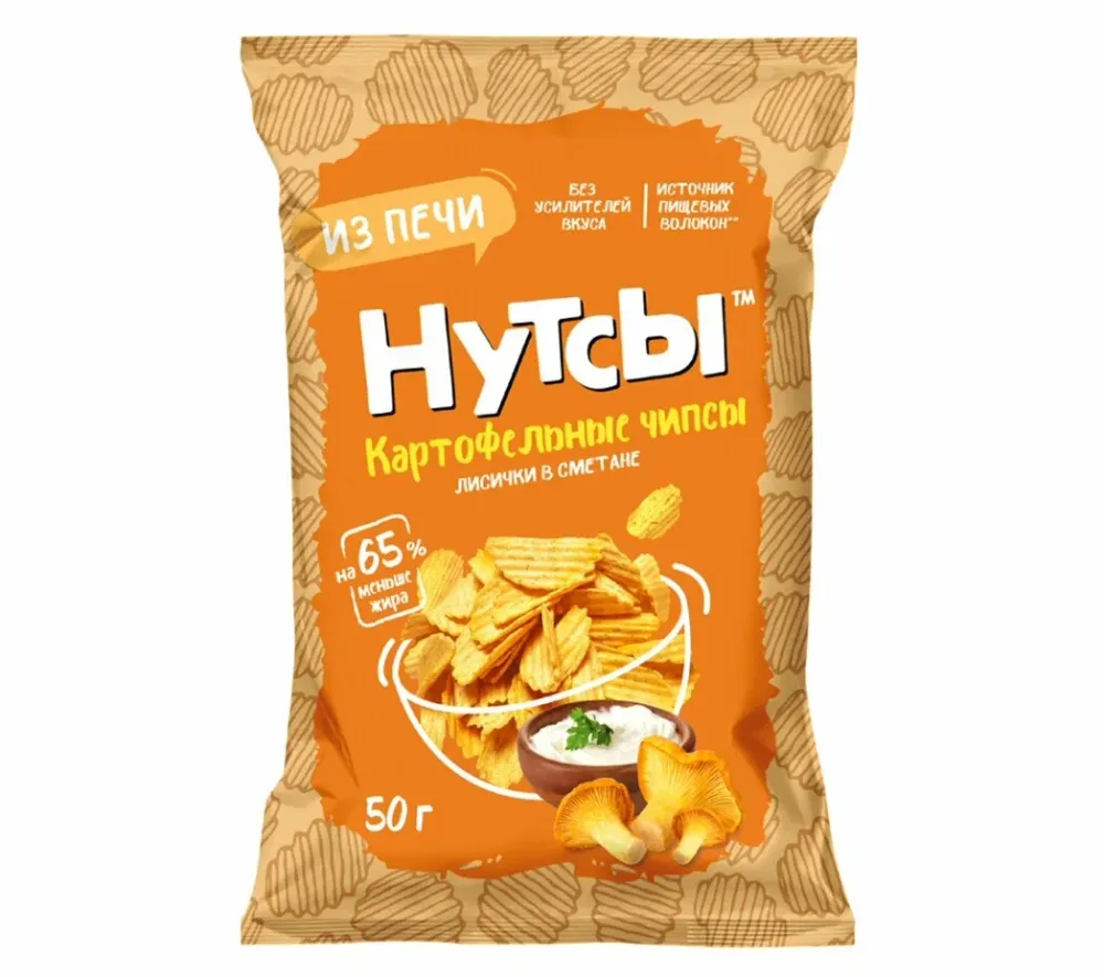 Don Shelldon Чипсы картофельные НУТСЫ со вкусом Лисички в сметане 50 гр.