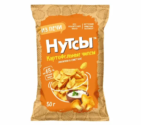 Don Shelldon Чипсы картофельные НУТСЫ со вкусом Лисички в сметане 50 гр.