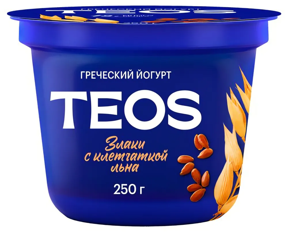 Савушкин продукт Йогурт "Греческий ТЕОС" злаки с клетчаткой льна 250гр п/ст