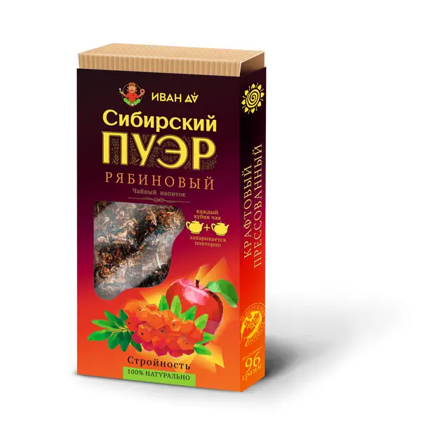 Иван Да Чайный напиток "Сибирский пуэр" рябиновый плитка 100гр.