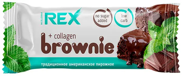 Protein Rex Пирожное протеиновое "брауни" мятное с коллагеном 50гр