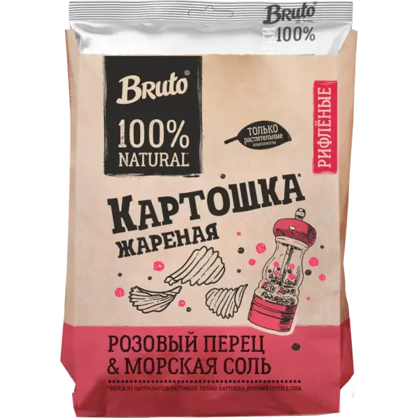 Bruto Kraft Чипсы рифлёные "Перец розовый" 120 гр.