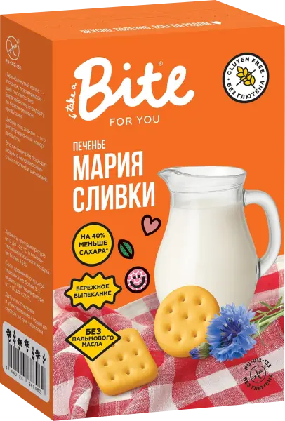 Bite Печенье безглютеновое Сливки 100гр.