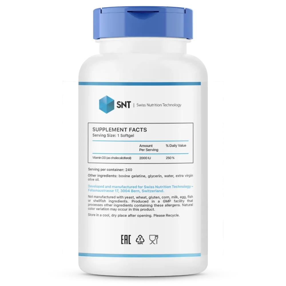 SNT Vitamin D-3 2000 iu, 120 softgels