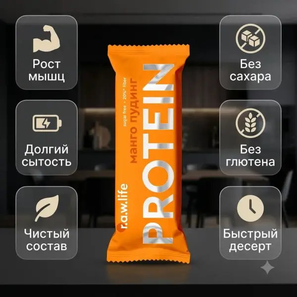 R.A.W. LIFE Протеиновый Манго пудинг 43 г