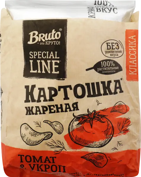 Bruto Kraft Чипсы "Томат и укроп" 120 гр.
