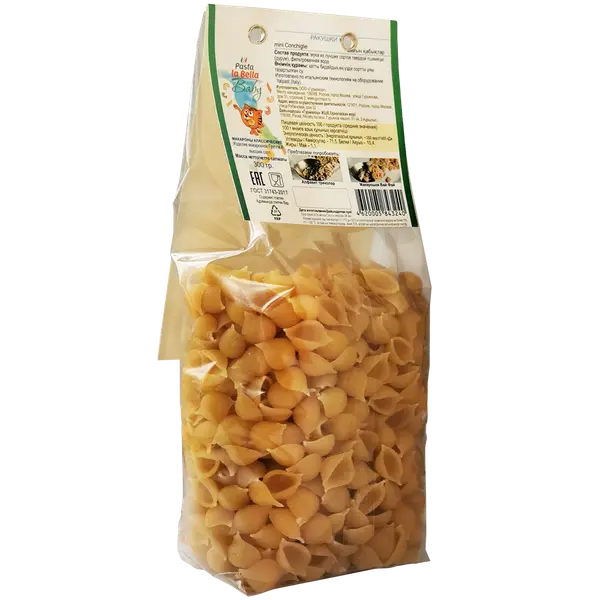 Pasta la Bella Baby Ракушки мини с морковью и желтком 300 гр.