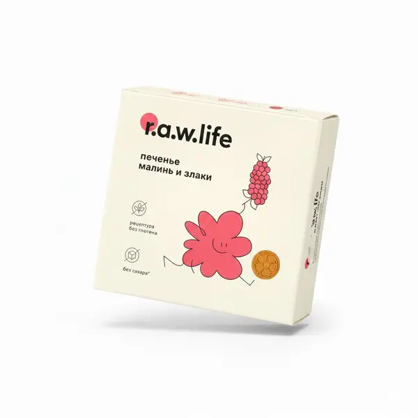 R.A.W. LIFE Печенье малина и злаки 80 гр.