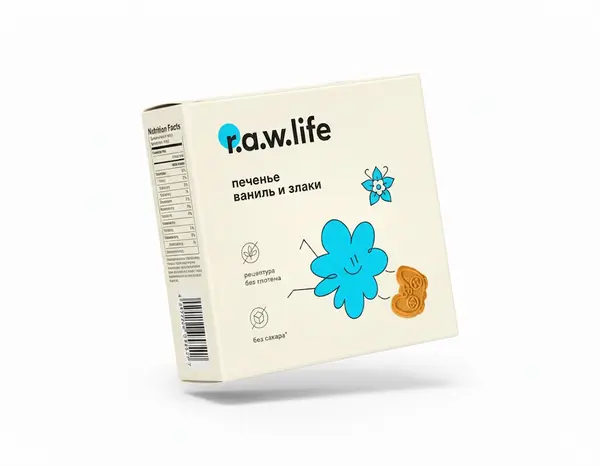 R.A.W. LIFE Печенье ваниль и злаки 80 гр.