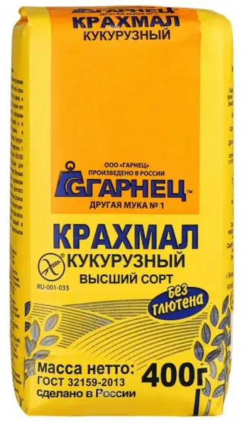 Крахмал Гарнец кукурузный без глютена 400гр.