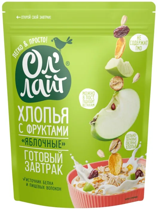 Ол'Лайт "Алма" жемісті үлпектері бар таңғы ас 300 гр.