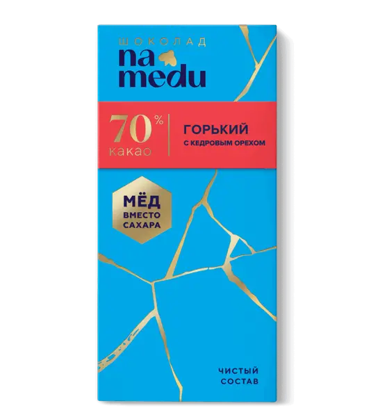 NA MEDU ГУРМЭ Шоколад Горький 70 % с кедровым орехом 70 гр.
