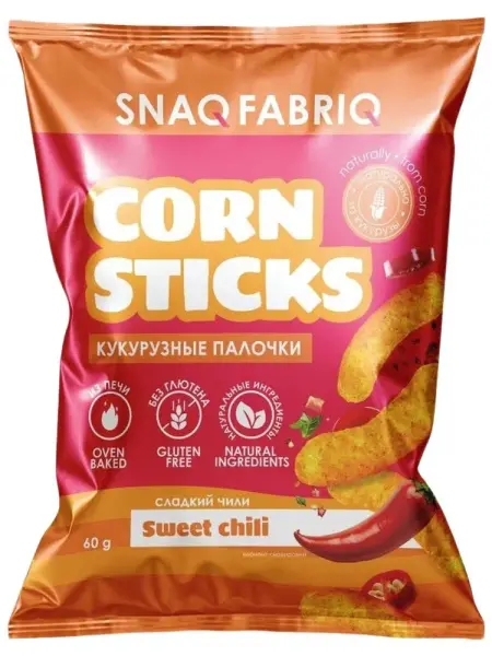 SNAQ FABRIC Кукурузные палочки "Сладкий чили" 60гр.