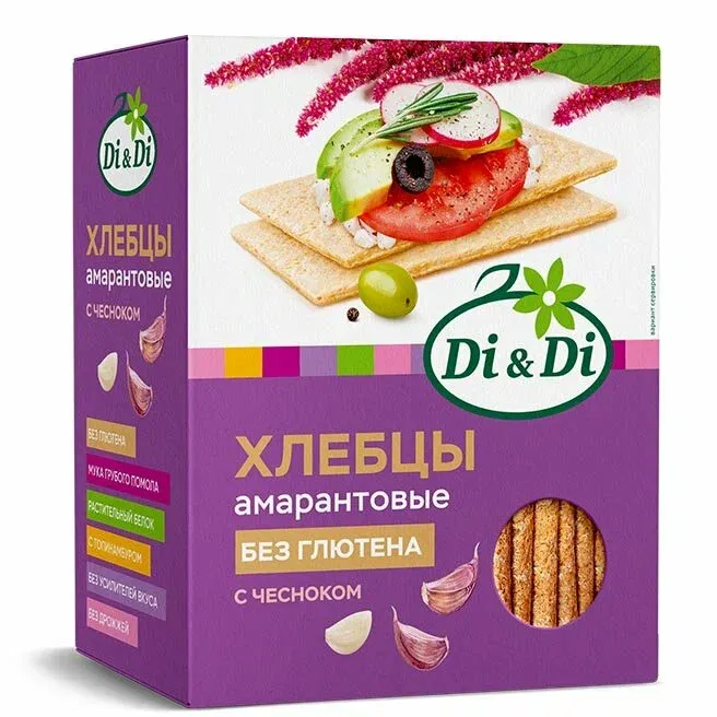 Хлебцы амарантовые "Di&Di" с чесноком 195гр.