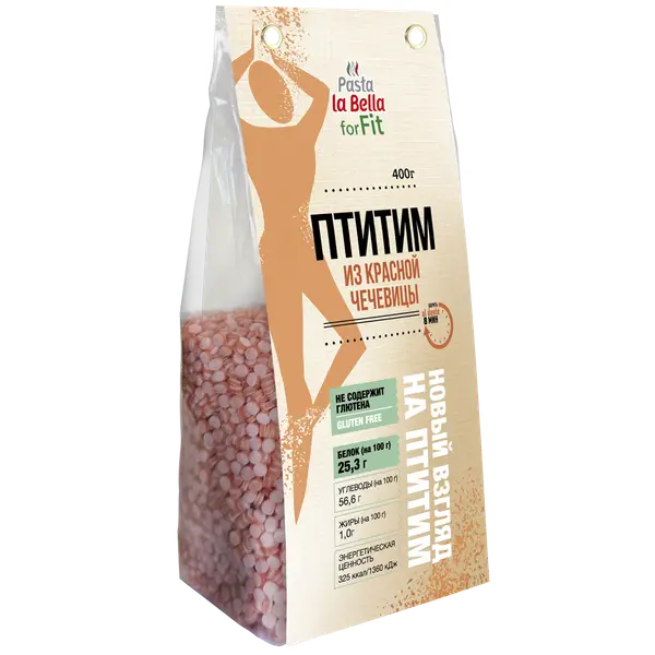 Pasta la Bella for Fit Птитим из красной чечевицы 400 гр.