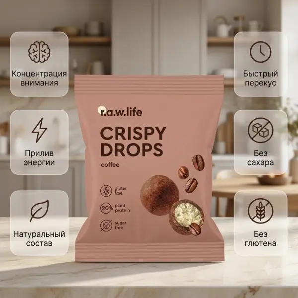 R.A.W. LIFE Шоколадтағы кофе дражесі 30 гр