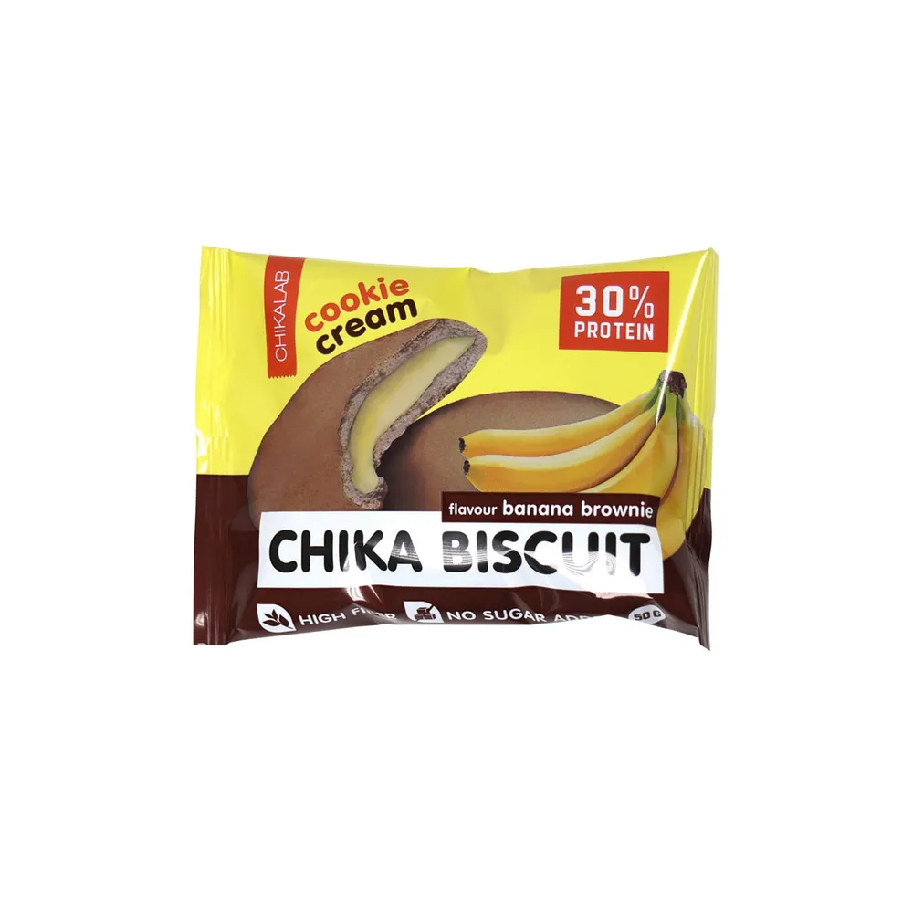 CHIKALAB Печенье неглазированное с начинкой БАНАНОВЫЙ БРАУНИ 50гр.