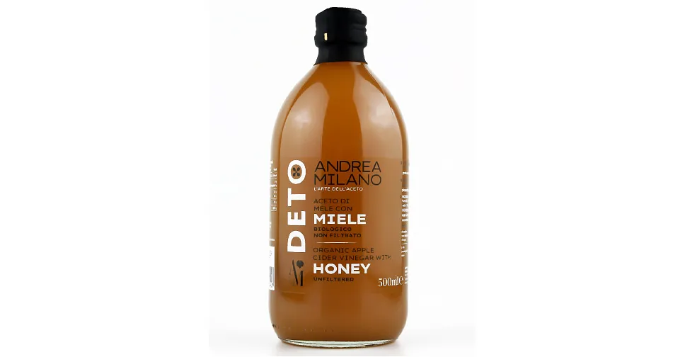DETO ANDREA MILANO Уксус яблочный с мёдом Organic нефильтрованный Италия 500мл