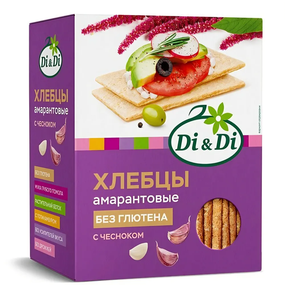 Хлебцы амарантовые "Di&Di" топинамбур және сарымсақ қосылған, 100 г