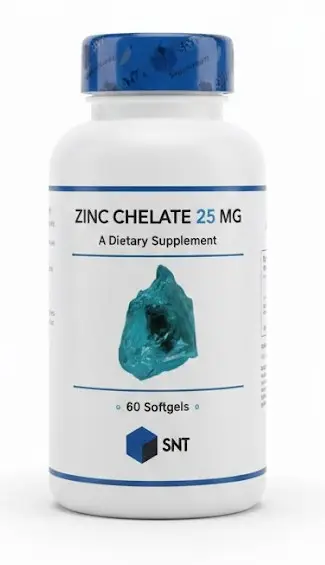SNT Zinc Chelate 25 mg 60 softgels.