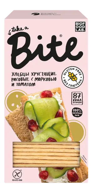 Bite Хлебцы хрустящие рисовые с морковью и томатом 150гр.