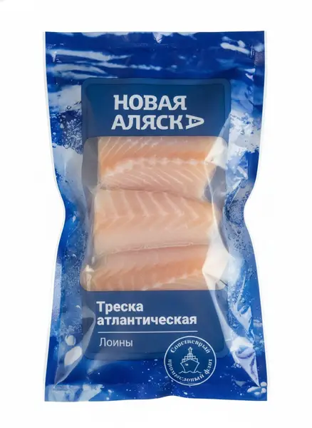 Семь морей Треска Атлантическая филе, Лоины 5%, без кожи, без костей 400гр.