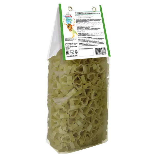 Pasta la Bella Baby Сердечки из гороха 250 гр.