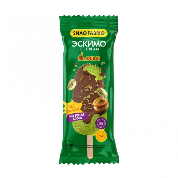 SNAQ FABRIQ Мороженое Эскимо с тестом катаифи и фисташкой в шоколаде 80 гр
