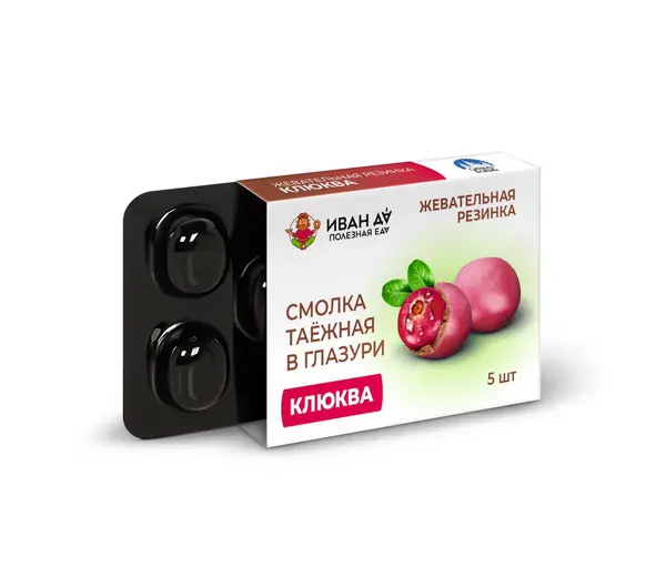 ИД Резинка жеват. "Смолка таёжная с клюквой"  в глазури 0,8 гр.