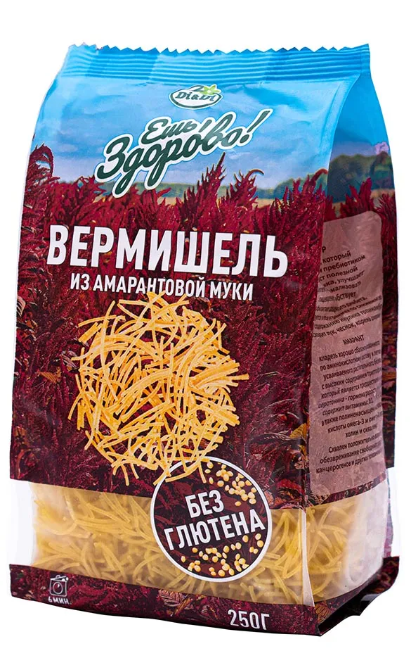 Макароны "Di&Di" из амарантовой муки не содержащие глютена Вермишель 250гр