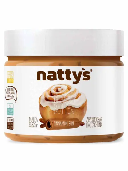 NATTYS Cinnamon Bun Паста арахисовая с корицей и изюмом 325 гр.