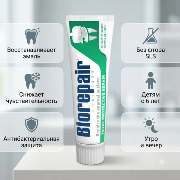 Biorepair Тістерді кешенді қорғауға арналған тіс пастасы 75 мл.