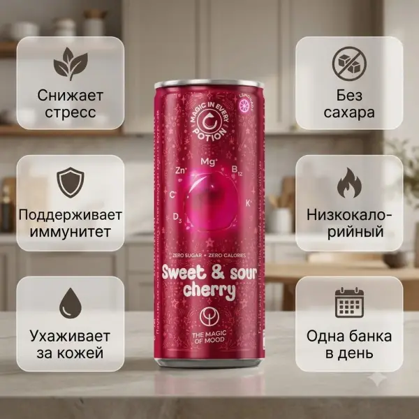 POTION Super Lemonade витаминделген Шие-Черешня т/б 330 мл.