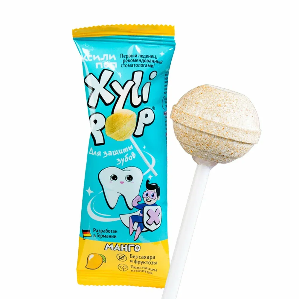 XYLIpop ксилит қосылған таяқшадағы мұзкәмпит MIX дәмі: Манго 6гр.