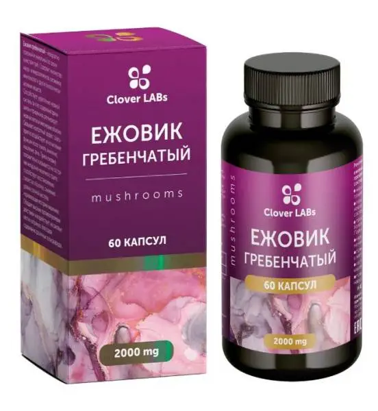 Clover Labs Экстракт Ежовика гребенчатого 60 капсул.