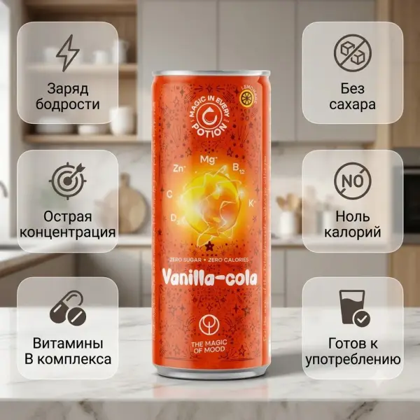 POTION Super Lemonade витаминдандырылған Ваниль-Кола т/б 330 мл.