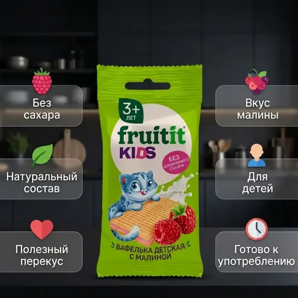 Fruit it kids Таңқурай вафлилері 20 гр. * 30 дана.