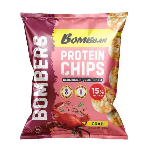 BOMBBAR Чипсы цельнозерновые со вкусом "Краб" 50 г