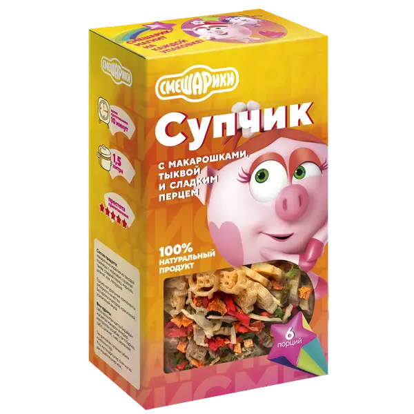 Смешарики макарон,асқабақ және тәтті бұрыш қосылған сорпа 160 гр.