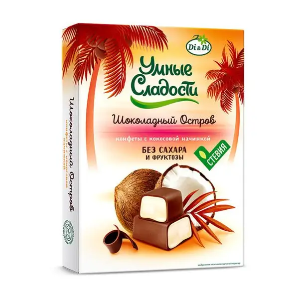 «Умные сладости» кокос салмасы бар «Шоколадный остров» кәмпиттері, 90 г