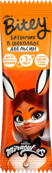 Bitey Батончики в шоколаде с кусочками фруктов "Апельсин" 35 гр.