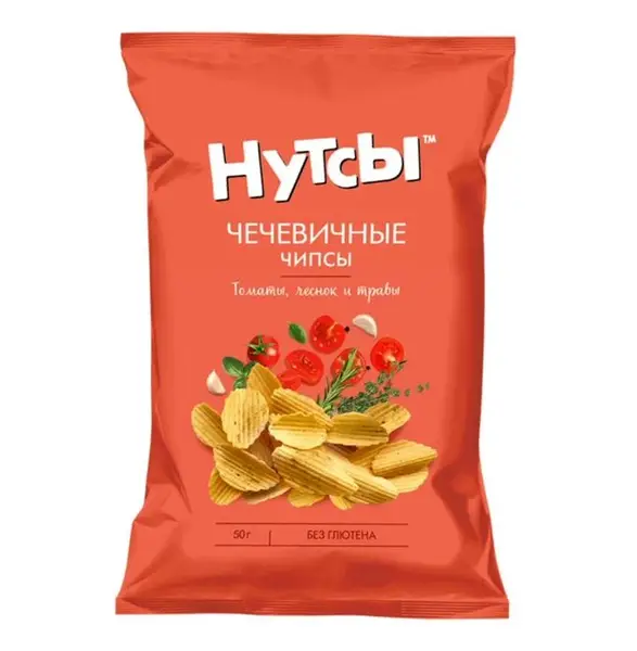 DS Чипсы чечевичные НУТСЫ Томат, чеснок и травы 50 гр.