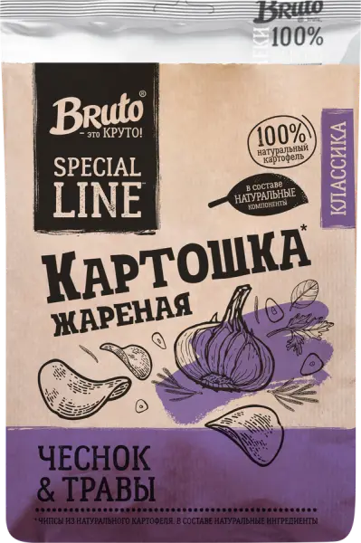 Bruto Kraft Чипсы "Чеснок и травы" 120 гр.