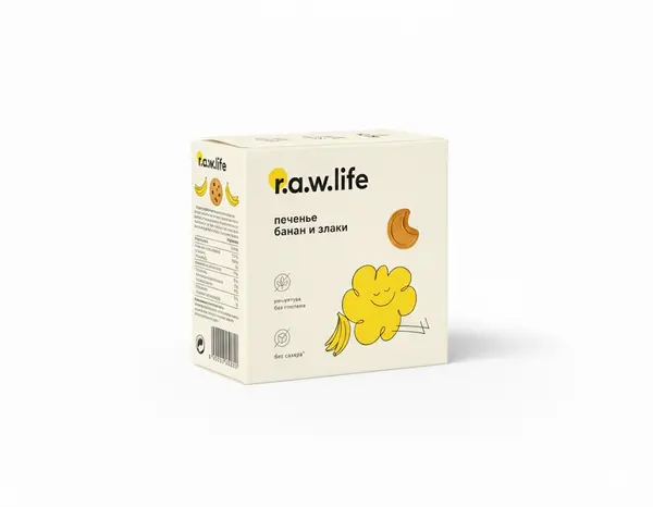 R.A.W. LIFE Печенье банан и злаки 80 гр.