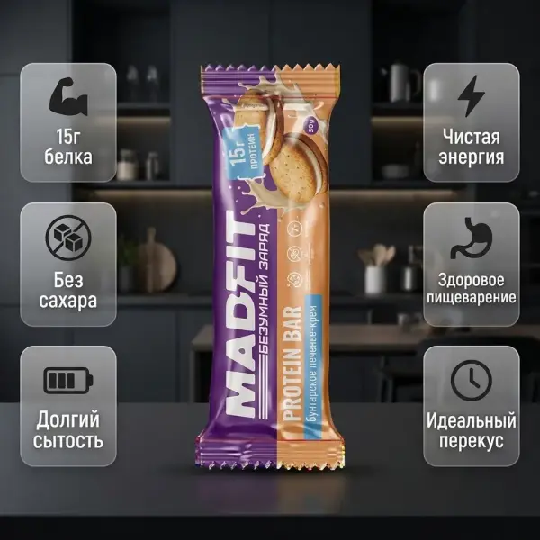 MAD FIT Глазурьсіз батончик "Печенье крем" 50 гр.*12 дана.