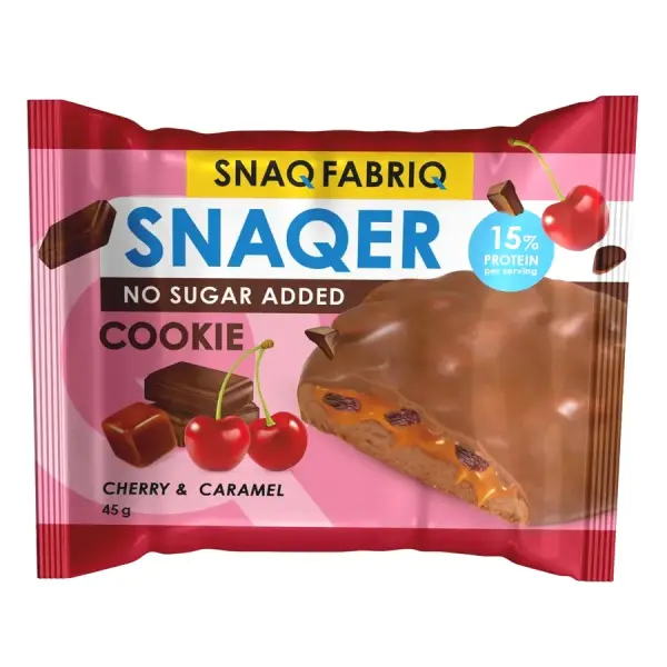 SNAQ FABRIQ Печенье глазированное шоколадное ВИШНЯ и КАРАМЕЛЬ 45 гр.