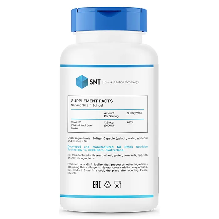 SNT Vitamin D-3 5000 iu, 240 softgels