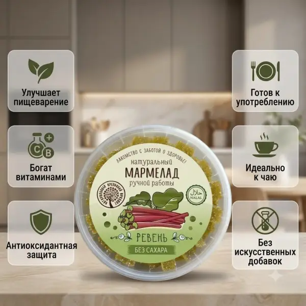 БП Қолдан жасалған табиғи мармелад РЕВЕНЬ 300 гр